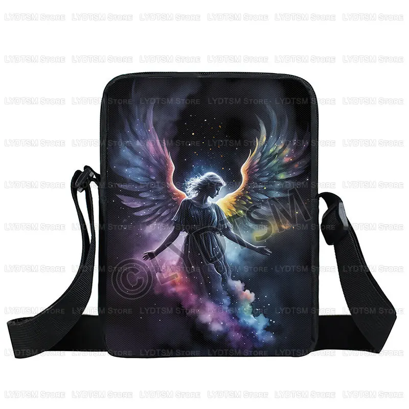 Sad Fallen Angel Wing Print Crossbody Bag Gothic Girl Women Handbag Student Bookbags Phone Wallet Holder Messenger Bags Gift