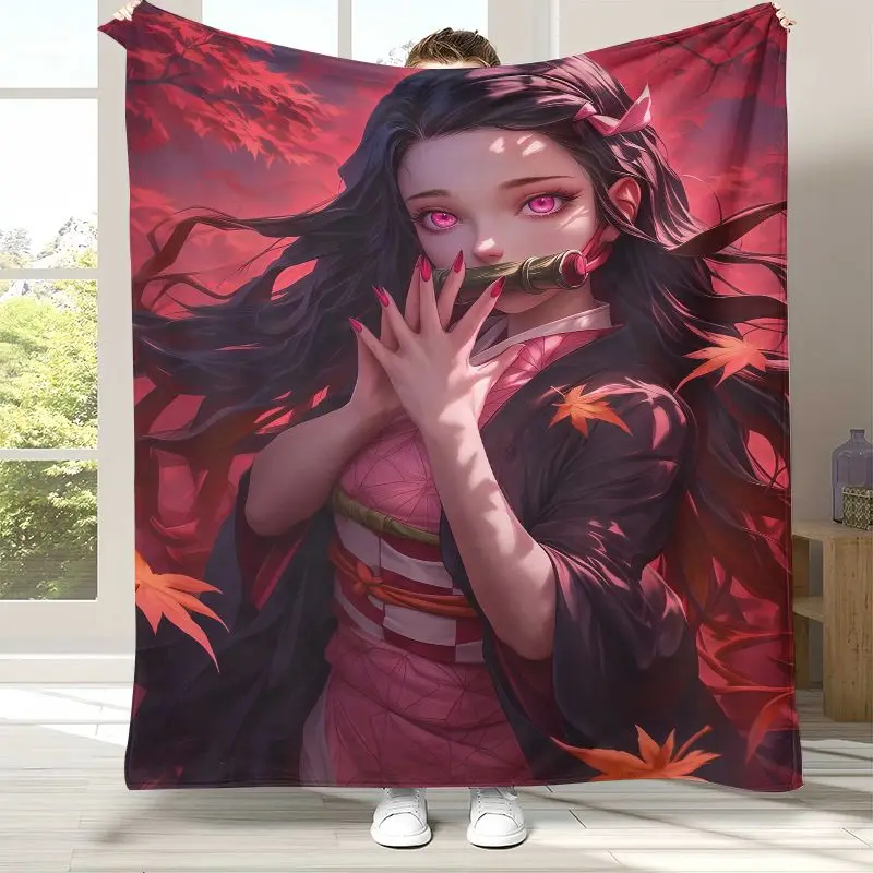 Demon Slayer Kimetsu no Yaiba Tanjiro Nezuko Anime Soft Flannel Throw Blanket,Cozy Warm Blanket for Bed,Sofa,Living Room,Picnic