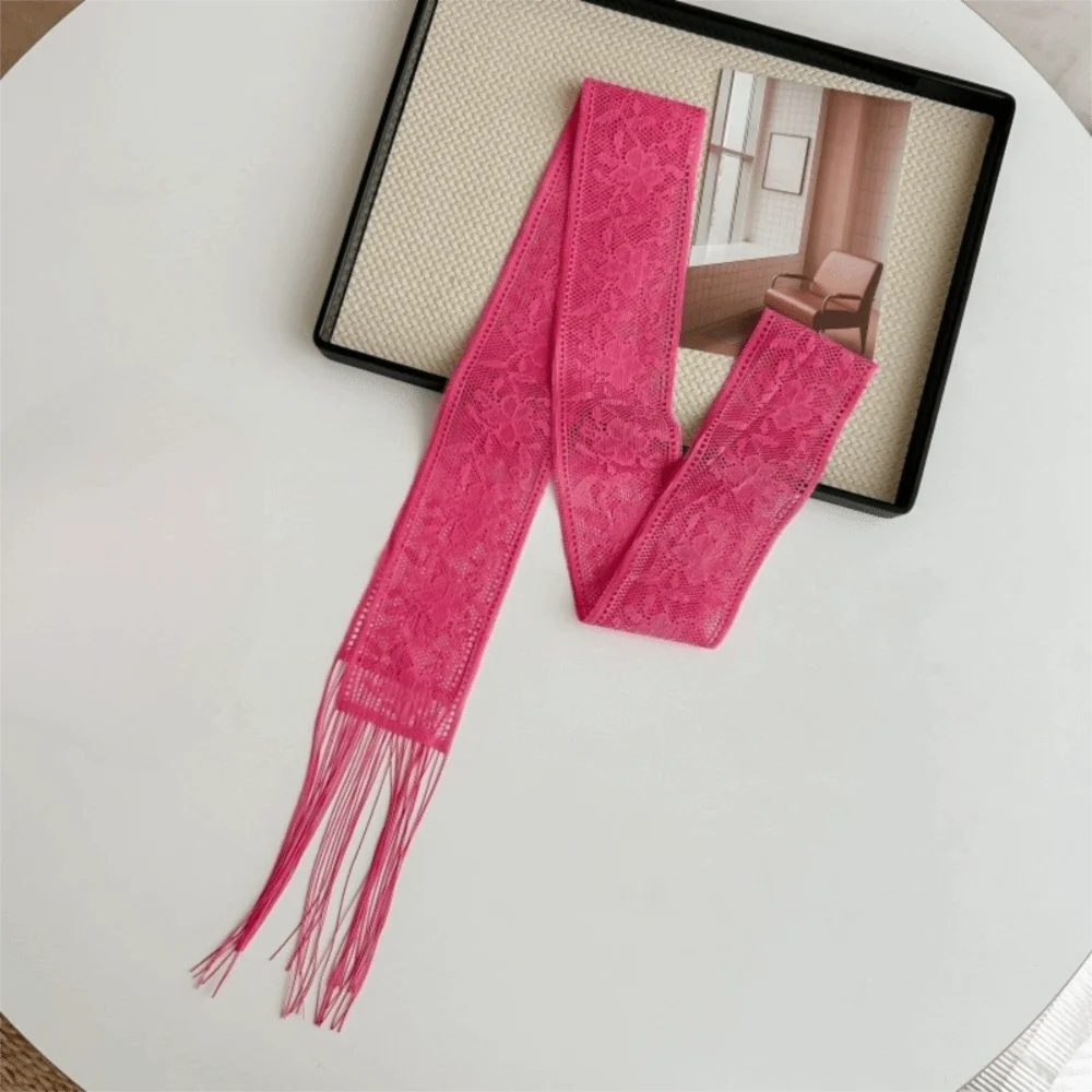 

New Floral Lace Printed Scarf Soft Narrow Long Bag Strap Elegant Lightweight Ribbon Scarf Daily