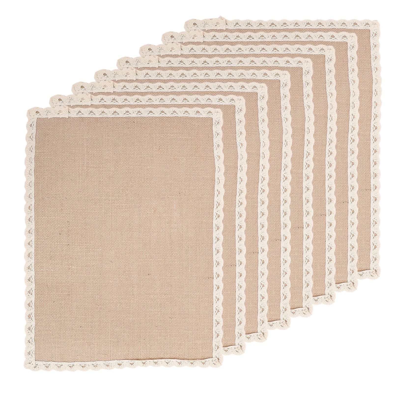 

8Pcs Natural Burlap Placemats Jute Table Mats Rectangular 30x40cm Lace Trim Dining Table Decor Kitchen Party Tan Placemats