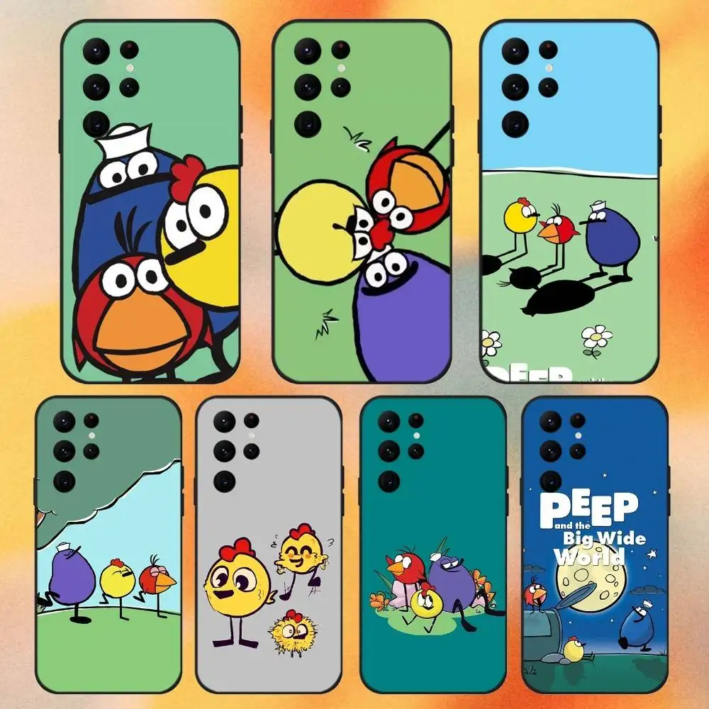 

Peep and The Big Wide World Phone Case For Samsung S 25,24,23,22,30,21,10,9,Ultra,Plus,Lite,FE,4,5G Black Soft Case