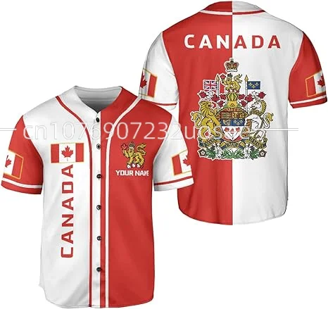 2023 Canada Baseball jersey 3D Print Mesh Free Custom Name Baseball Shirt Men's Street Oversize Apparel Short Sleeve Sportswear