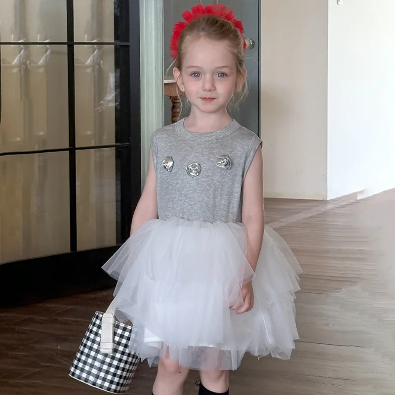 

HoneyCherry Children's Knitted Vest Dress, Girls' Princess Fluffy Dress, Suitable for Summer, Birthday Dress for Baby Girls