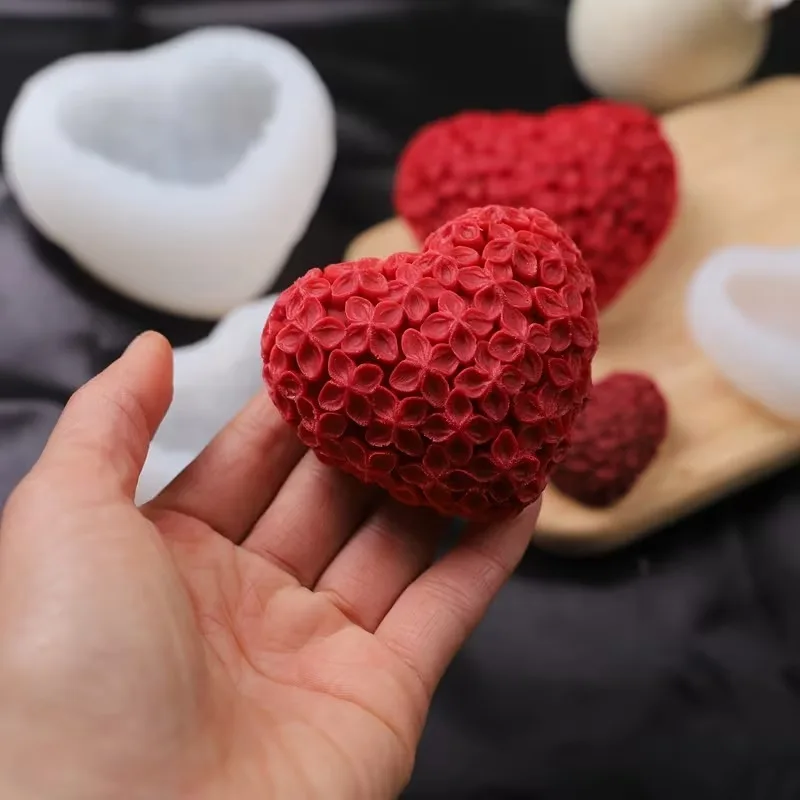 1/3PCS 3D Liebe Blume Silikon Form DIY Valentinstag Herz Duft Kerze Seife Gips Harz Schokolade backen Kit