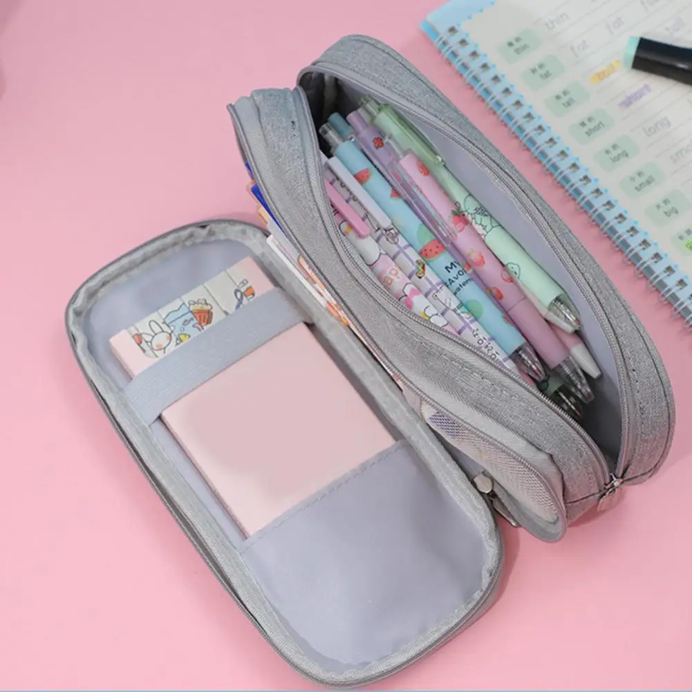 Capacity Pencil Case Wear-resistant Pencil Case Double Layer Canvas Pencil Case Capacity Pen Bag for School Travel for Teen