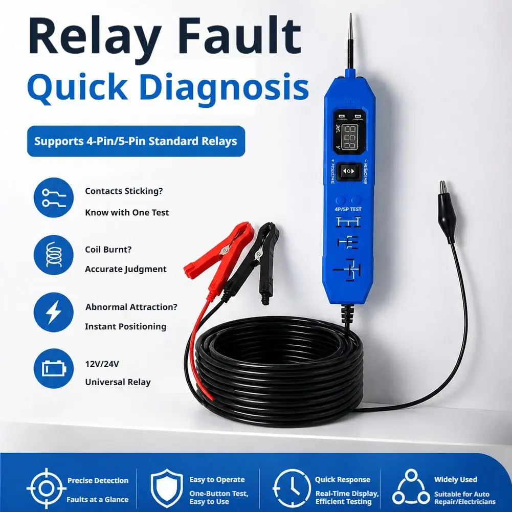 Automotive Circuit Testing Relay Tester 12V 24V Car Relay Tester Quick Diagnosis Auto Repair Testing Tool