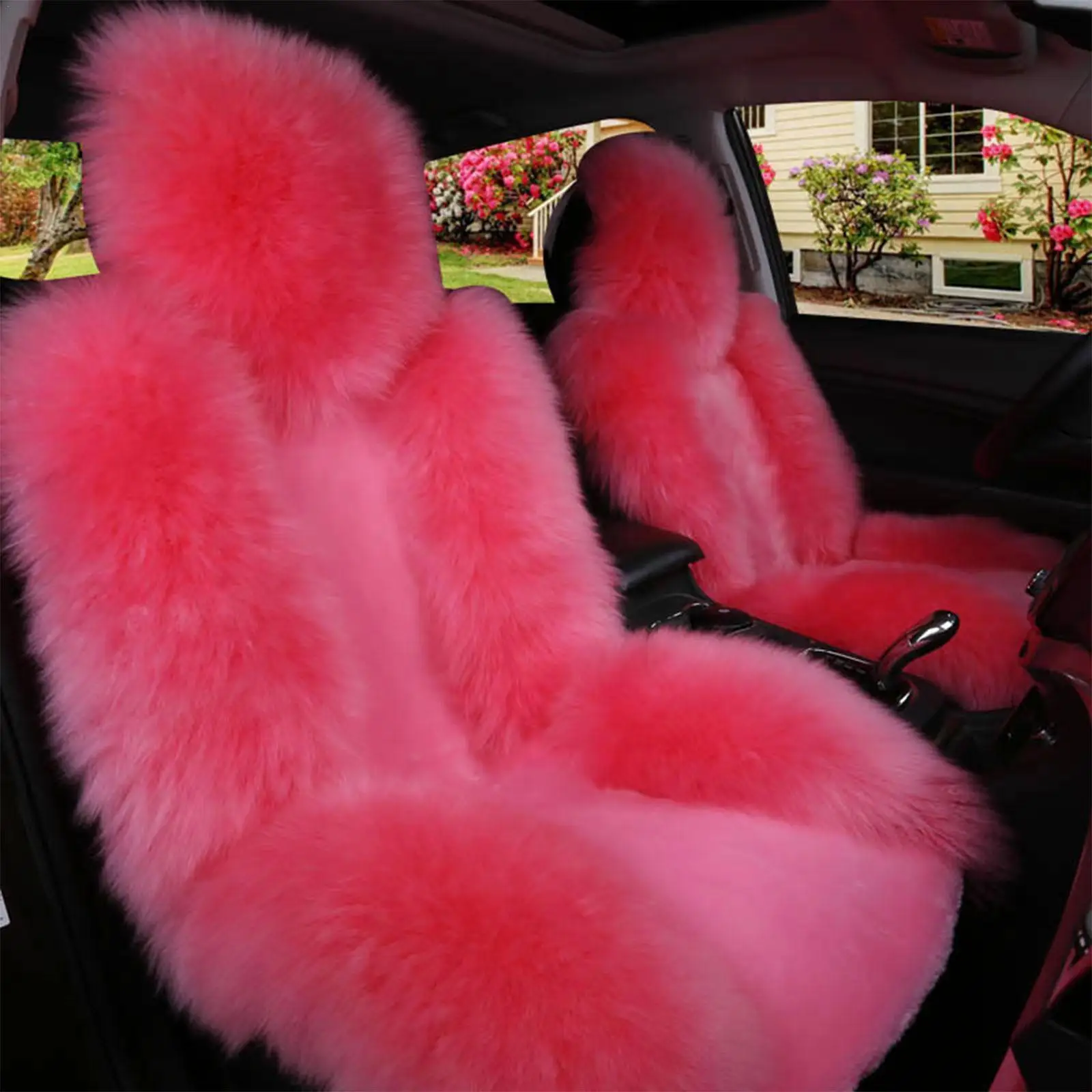 

Universal Car Front Seat Covers Australian Wool Autumn Auto Seat Warm Cushion Fur Interior Winter Accessories M5E5
