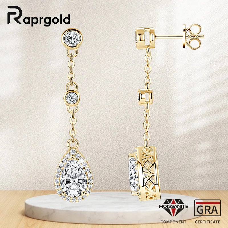 

RAPRGOLD 6x9mm 1.5CT Pear Cut Moissanite Classic Waterdrop Piercing Stud Earrings for Women s925 Sterling Silver Jewelry Gifts