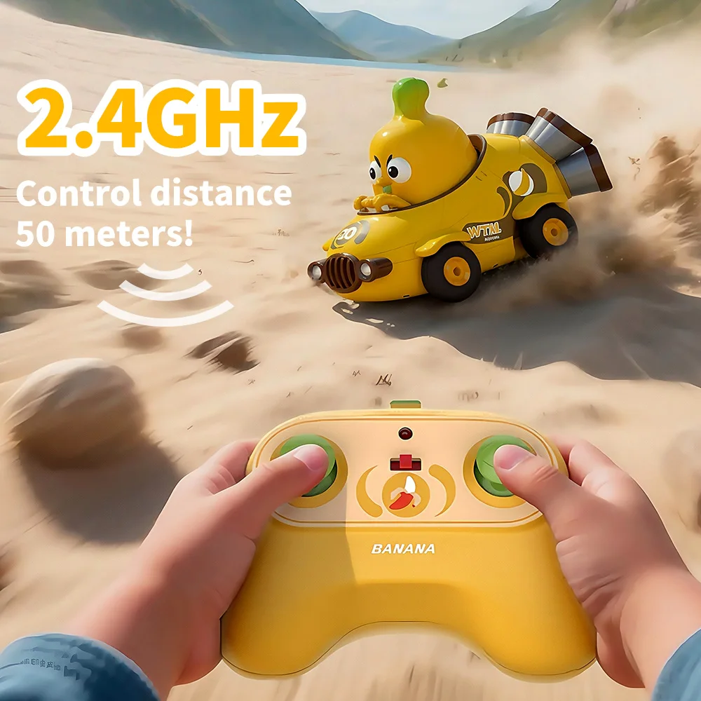 Y01 – voiture télécommandée pour enfants, Simulation de fruits banane, véhicule tout-terrain avec lumière, voitures de course RC, jouets de noël pour enfants