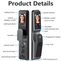 ock With Fingerprint Palm Card Password Key Home Door LockWIFI Phone Unlock Face Facial Recognition Smart Door L