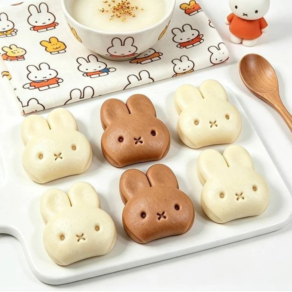 Molde Kawaii de Miffy, Lindo Molde de Pan con Forma de Hoja de Loto y Conejo Miffy, Diseño de Dibujos Animados, Herramienta de Repostería 3D para Alimentos y Pan de Bebé