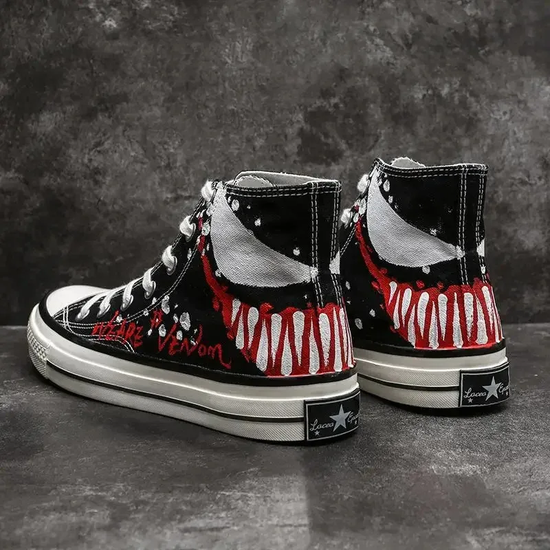 

HAni 2025: фильм Venom, парусиновая мода, повседневные высокие кроссовки в стиле аниме, черно-белые туфли унисекс для подростков, Mandarin Duck S ☆ ★ ww