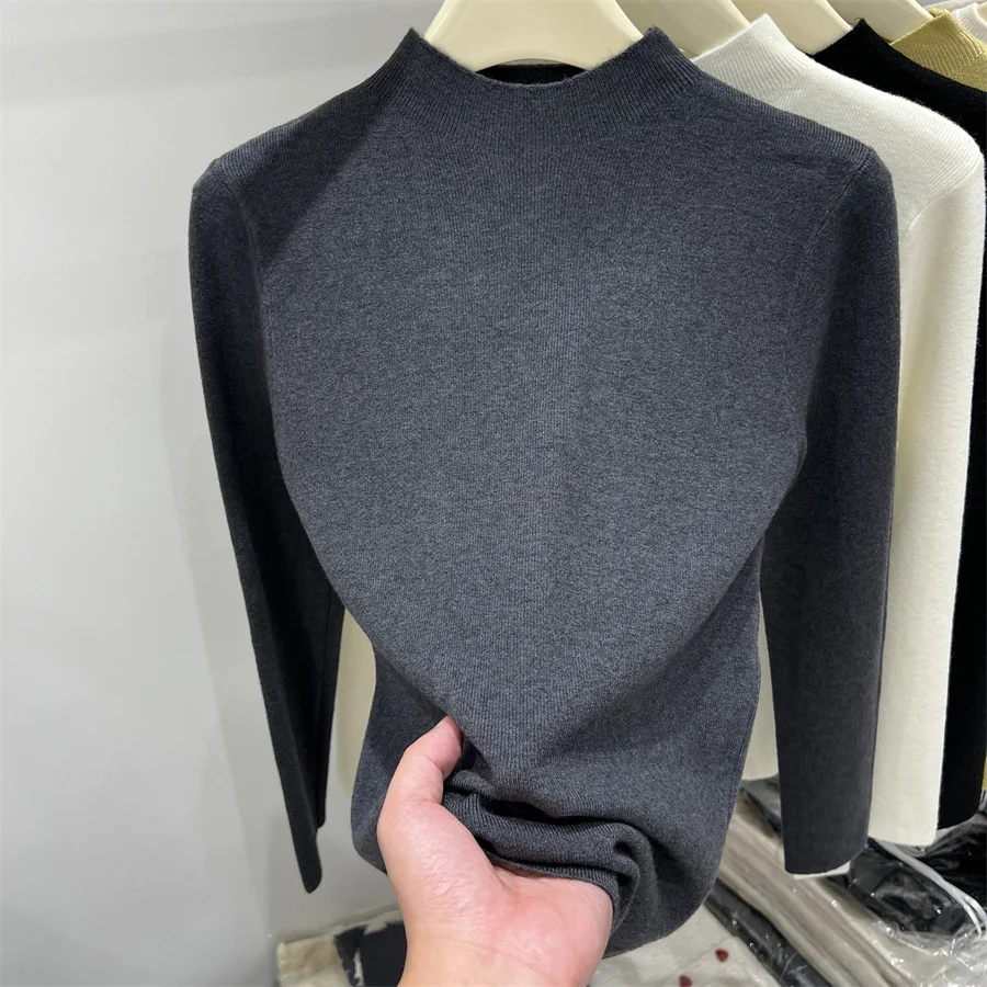 

Korean Style Versatile Turtleneck Jumpers Autumn Winter Fashion Sweater Women Solid Color Knitted Soft Pullovers Base Layer Top