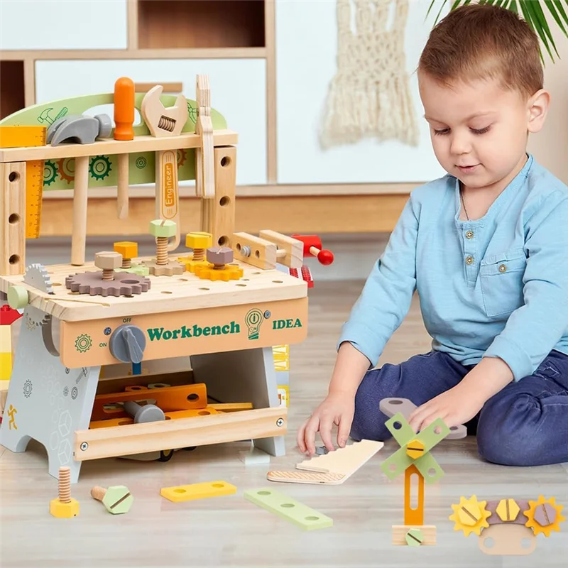 Educational Construction For Kids Ages 3-5, For Kids Tool Bench, Toddlers Wooden Tool Bench Pretend Play Gift