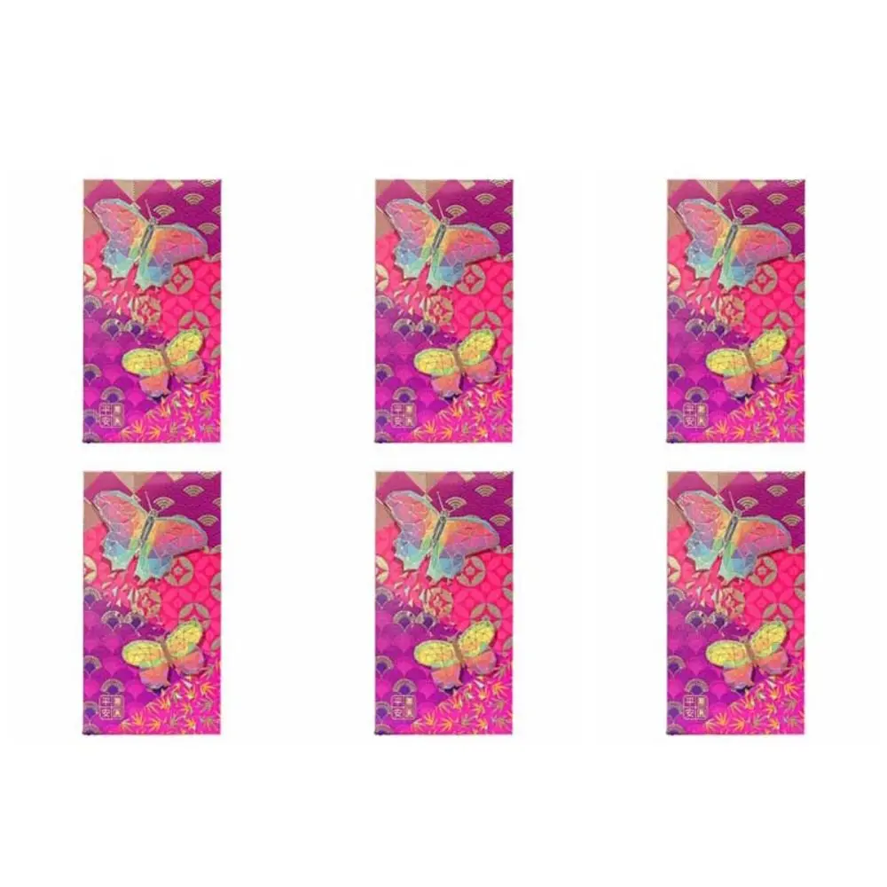 

6Pcs/set New Year Decorations Red Envelope Spring Festival Supplies Chinese Dragon Year Money Pocket Peacock Flower Printed
