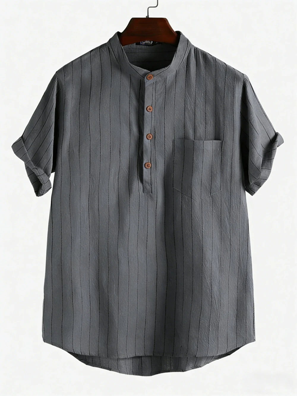 

2026 Men's New Linen Simple Short Sleeve Shirt Striped Color Designer Shirt Hawaiian Outdoor Social Men's Clothing Fast Shipping