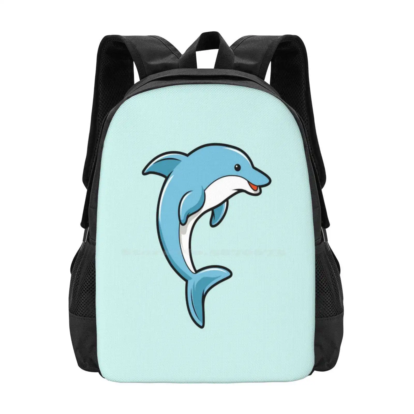 Cute Dolphin Large Capacity School Backpack Laptop Bags Cute Dolphin Dolphins Dolphin Character Animal Ocean River Dolphin Cute