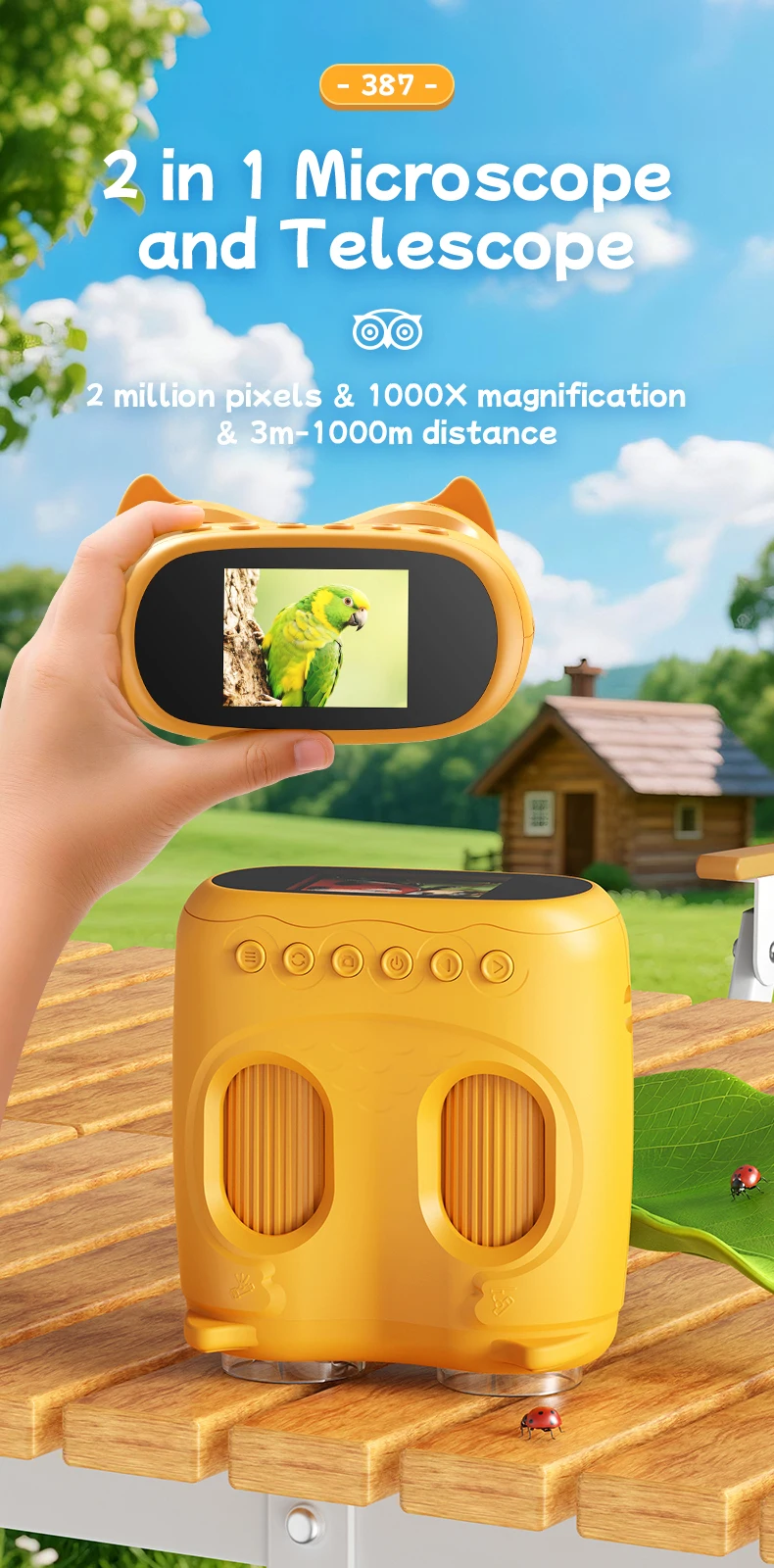 Mikroskop und Teleskop 2-in-1, optisches Lernspielzeug für Kinder, 2-Megapixel-HD-Kamera, Mikroskop mit 1000-facher Vergrößerung, Weihnachtsgeschenk. – Detail 1