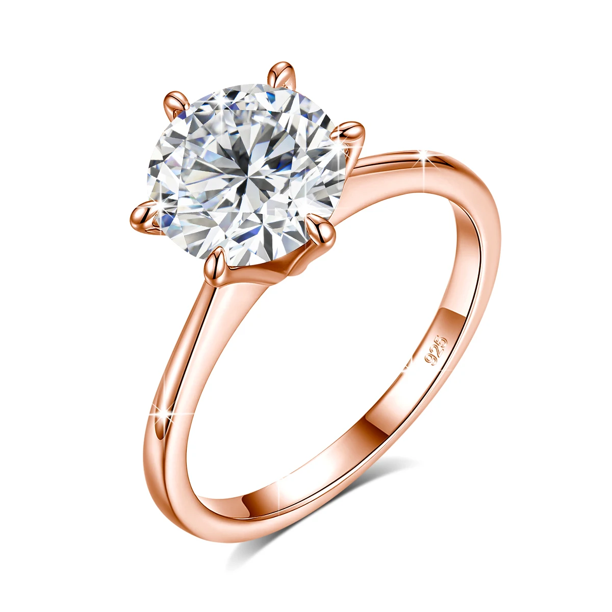 9mm 3ct Moissanit-Ehering mit sechs Krappen, 925 Sterling Silber Verlobungsringe für Frauen, Schmuck für Jubiläen, Partys und Bankette – Detail 8