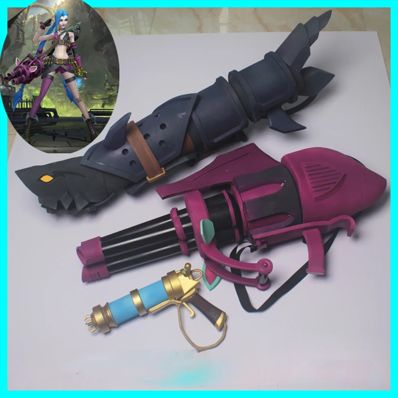 Game LOL Arcane Jinx Cosplay Weapon Props Shark Bone Rocket Launcher Halloween Party Props Clothing Accessories