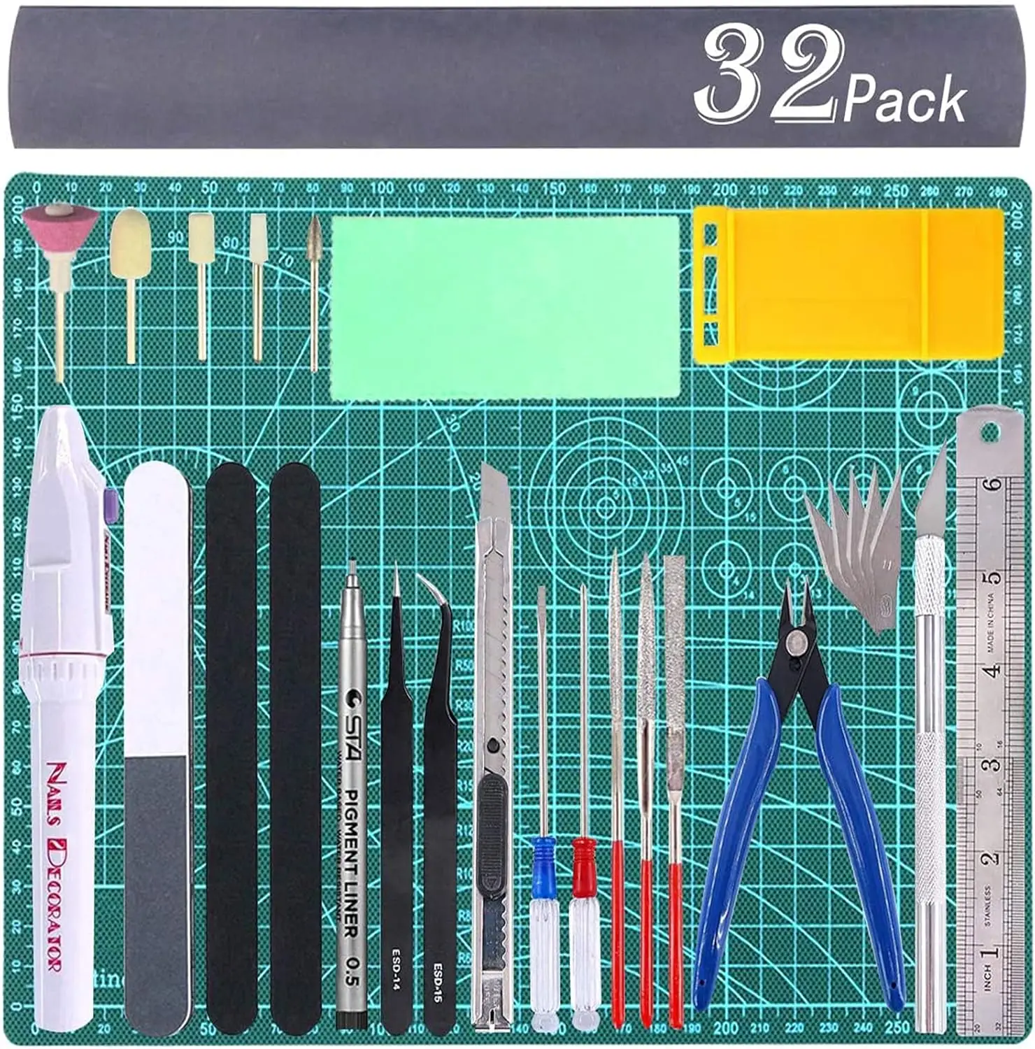 

33-Piece Gundam Model Building Tool Kit for Hobby Craft, Complete Set with Cutting Mat and Pliers