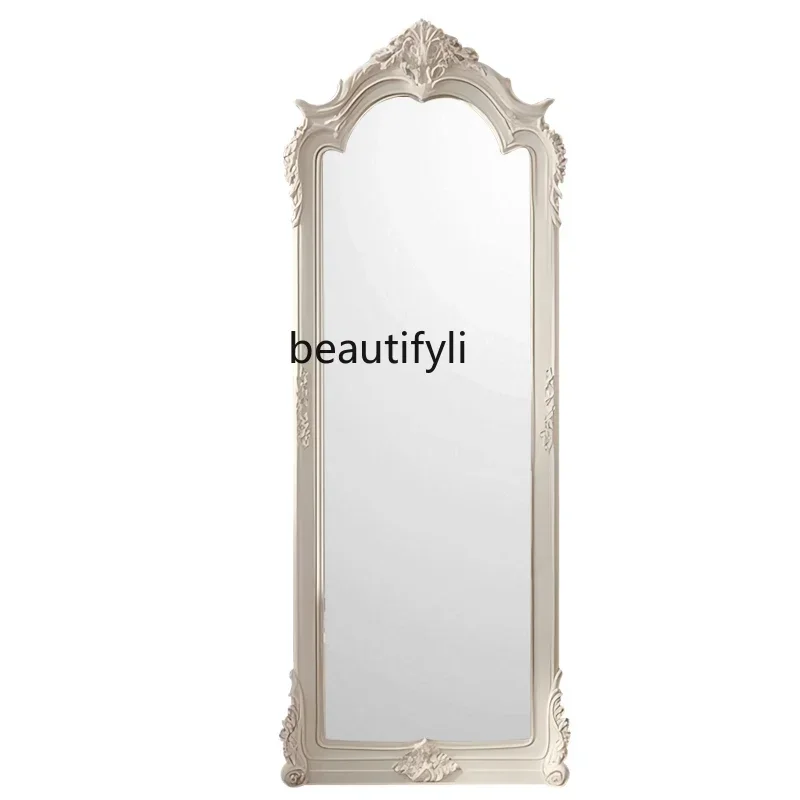 

European-style full-length mirror, luxury carved home floor mirror, bedroom cloakroom, living room decorative full-length mirr