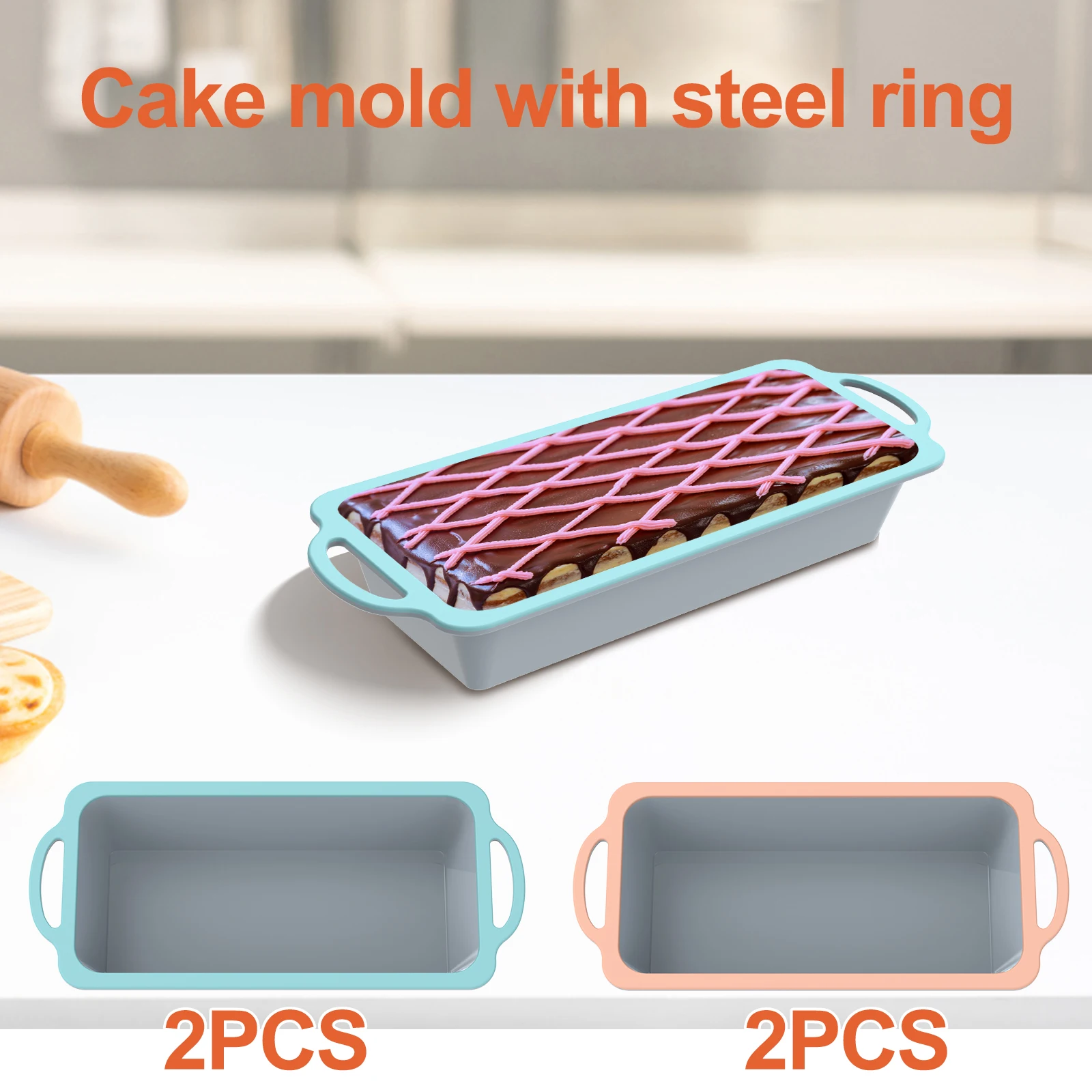 

2Pcs Silicone Loaf Pan Bread Toast Mold Non Stick Easy Release Loaf Baking Mold Heat Resistant Rectangular Bread Baking Mold