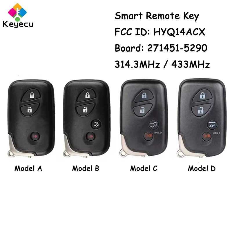 KEYECU Smart Remote Control Car Key With 3 4 Button 314.3MHz 433MHz for Lexus RX350 RX450h GX460 CT200h Fob HYQ14ACX 271451-5290