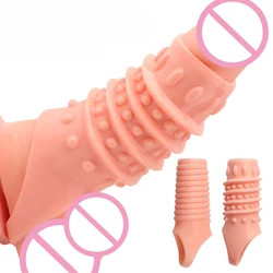 Reusable Condom Penis Sleeve Male Enlargement Time Delay Spike Clit Massager Cover With Spike G Point Stimulation Adult Sex Toy