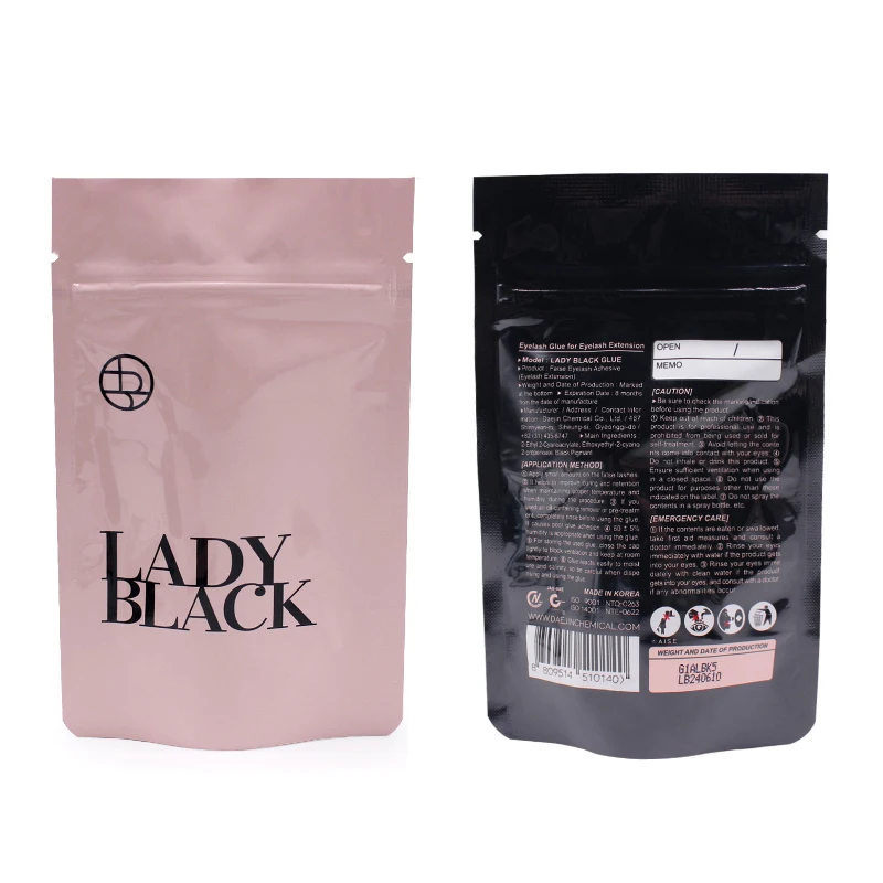 1 Bottle Korea Original Lady Black Glue for Eyelash Extensions Fast Drying Black Glue with Sealed Bag Makeup Tools Wholesale
