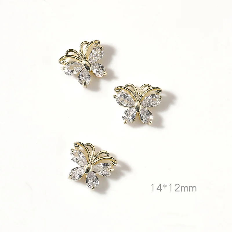 

10pcs/lot luxury butterfly alloy zircon crystals rhinestones nail jewelry nail art decorations nails accessories charms supplies