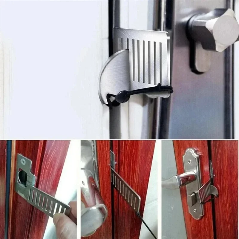 8cm Portable Safety Anti-theft Door Blocker Stainless Steel Security Tool for Home Privacy Hotel Travel Portable Door Lock Stopp view 5