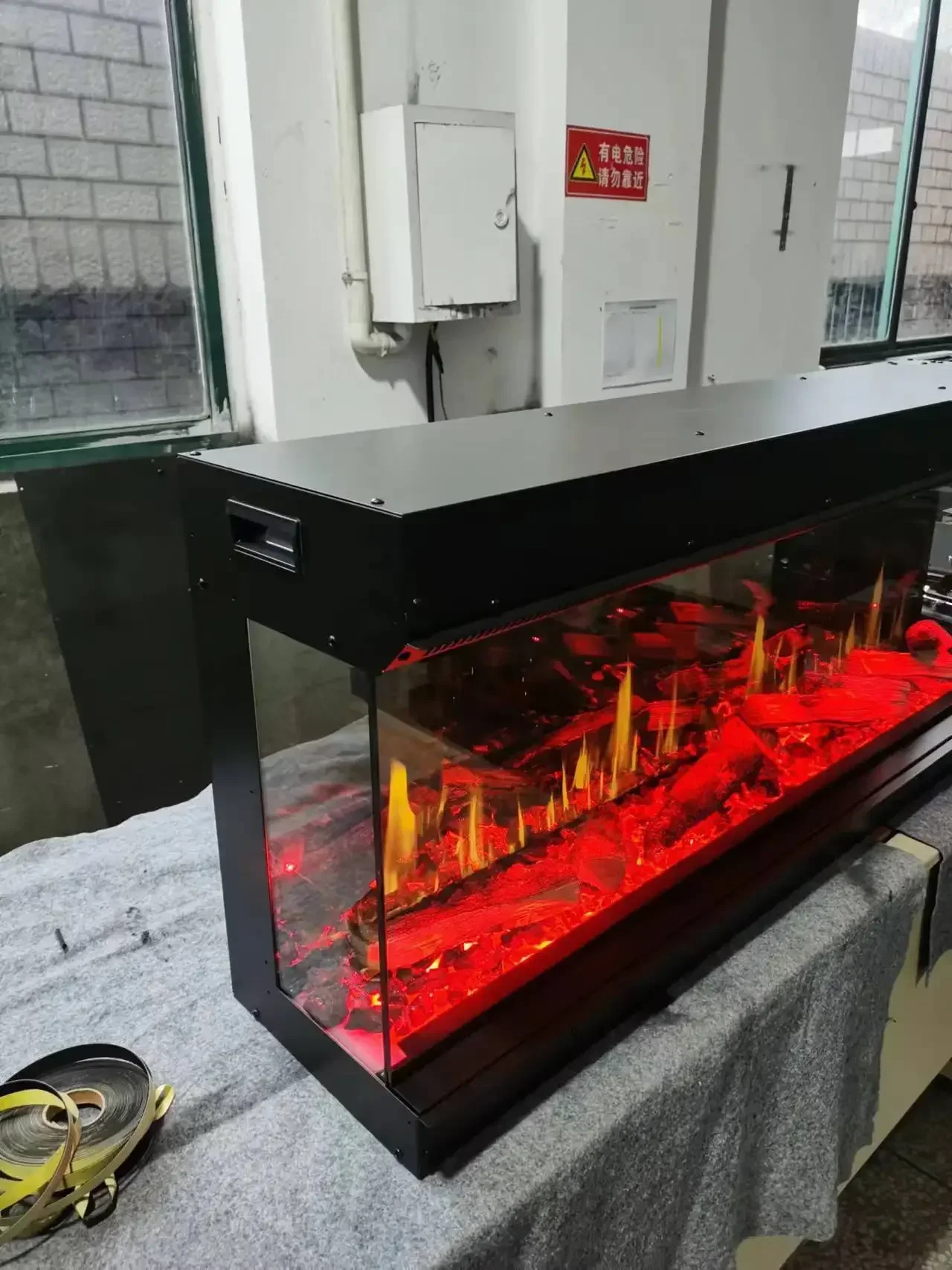 3D Electric Fireplace with Simulated Crackling Sound New Designed Three-Sided LCD Fire Place Insert Installation Remote Control - Image 3