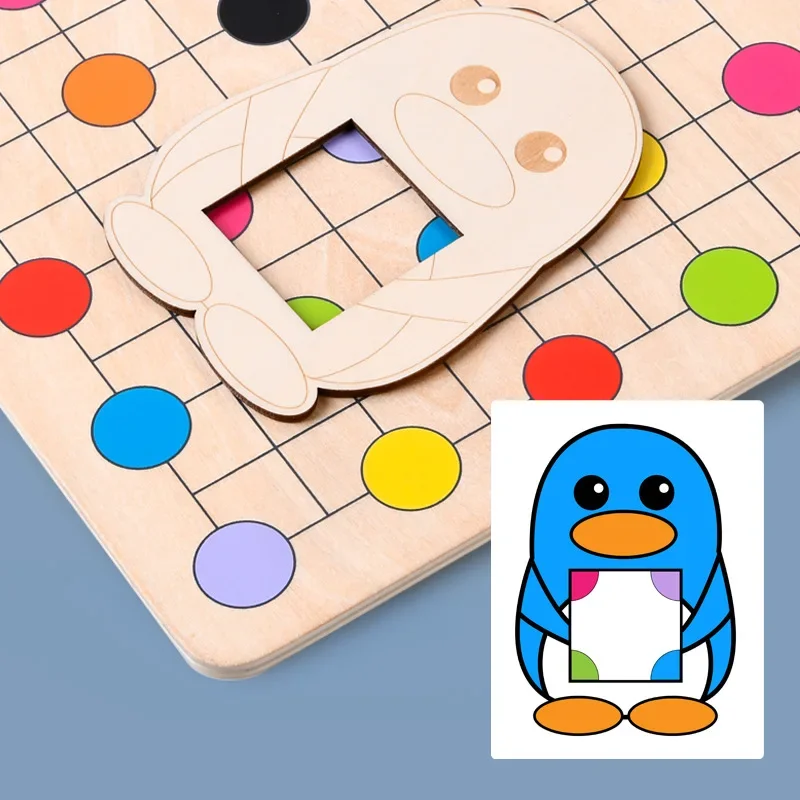 Pinguin Finden Farbspiel Montessori Baby Holz Lernspielzeug für Kinder Früherziehung Farbabstimmung Kleinkind Lernen