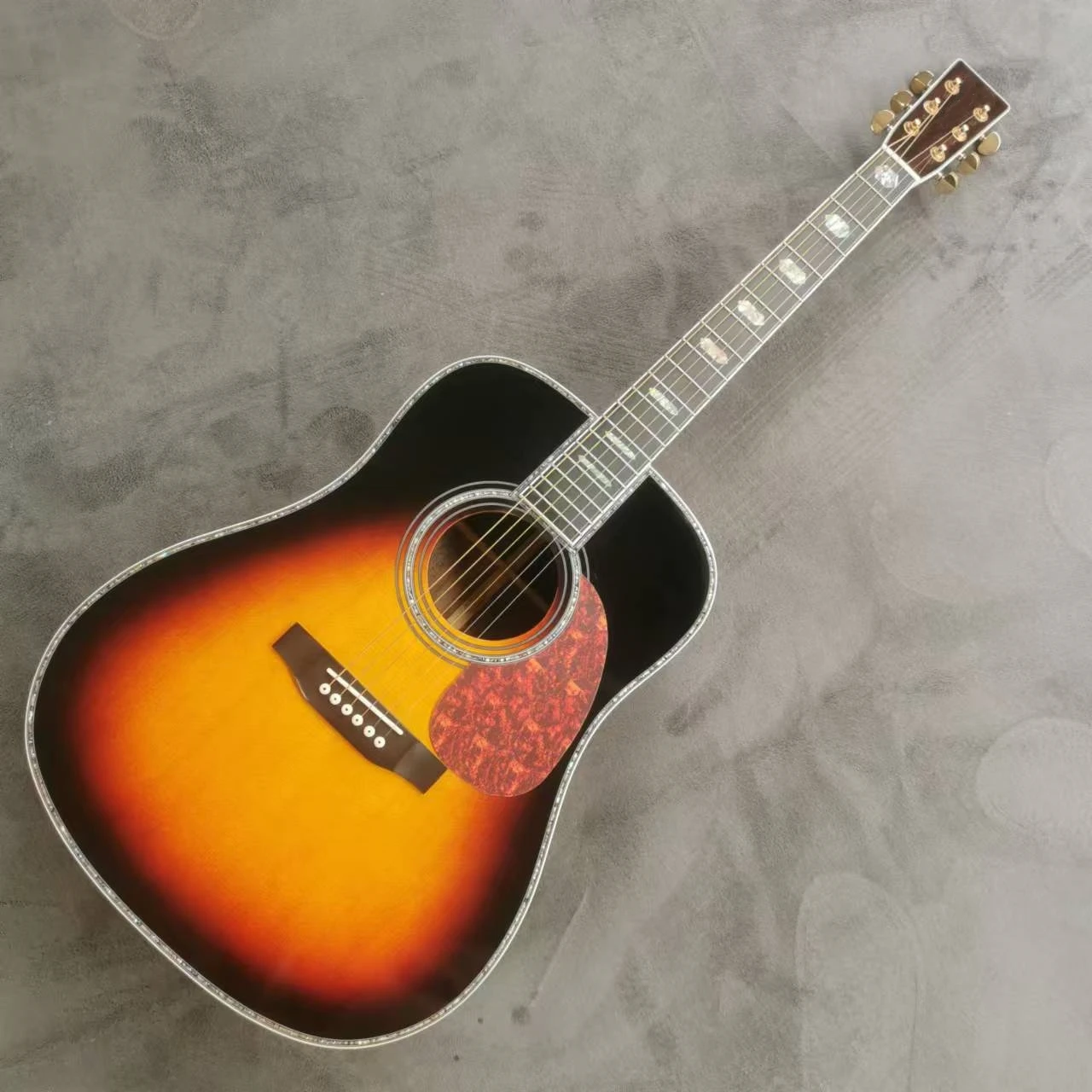 

41 inch D45 series solid wood profile yellow full abalone inlaid glossy paint acoustic acoustic guitar