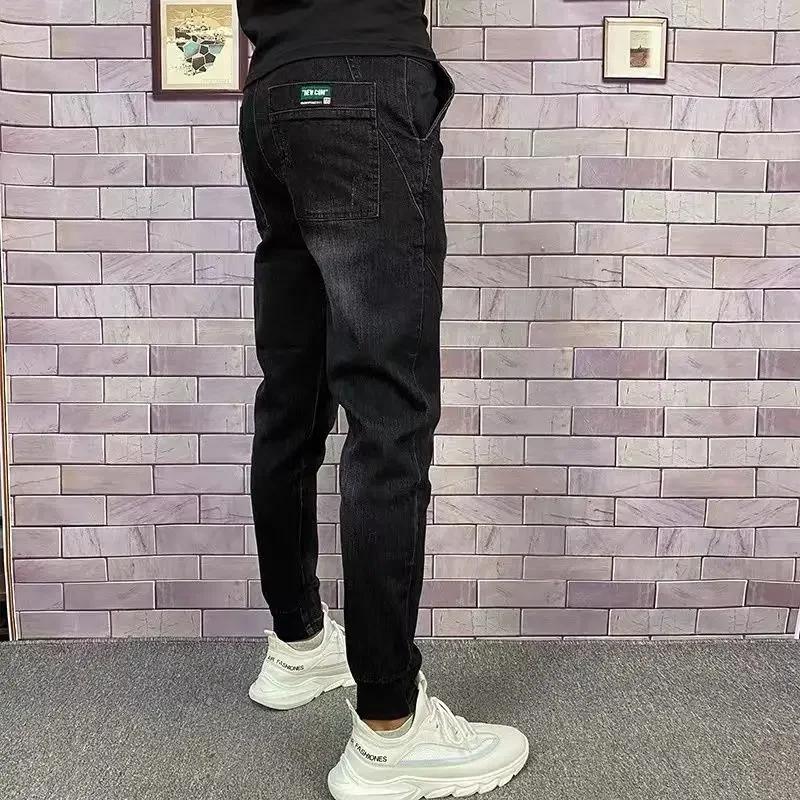 

Trousers Harem Jeans for Men Stretch Elastic Black Male Cowboy Pants Punk Stylish Aesthetic Classic Kpop Casual Oversize Goth Xs