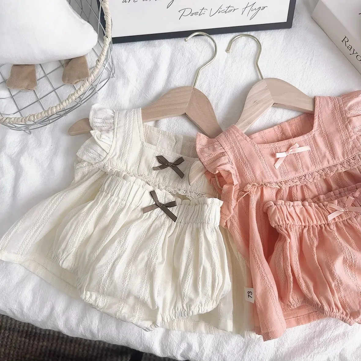 TZ2585 Baby Girls' Princess Outfit Set Toddler Two-Piece Ensemble Cute Fashionable Infant Clothing