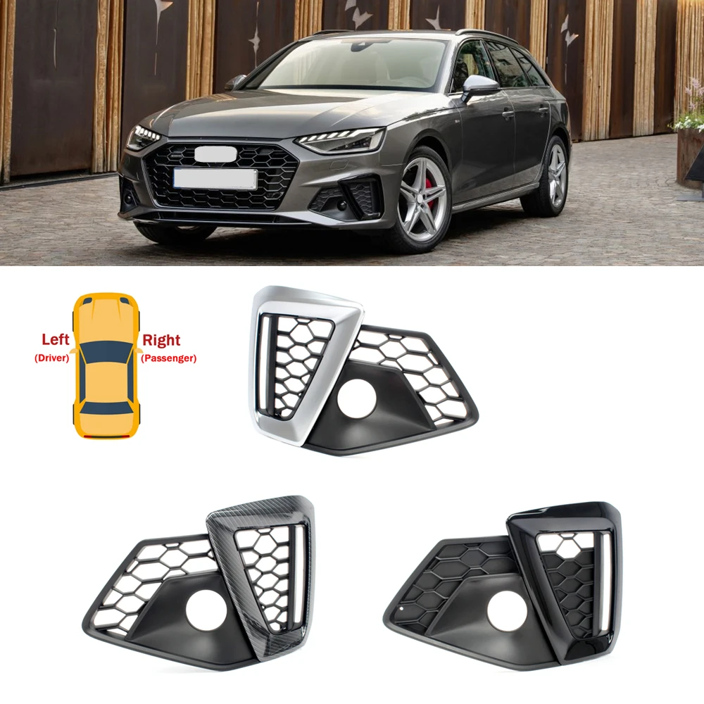 

For AUDI A4 S4 2019 2020 2021 Car-styling Front Bumper Fog Light Fog Lamp Grille Cover