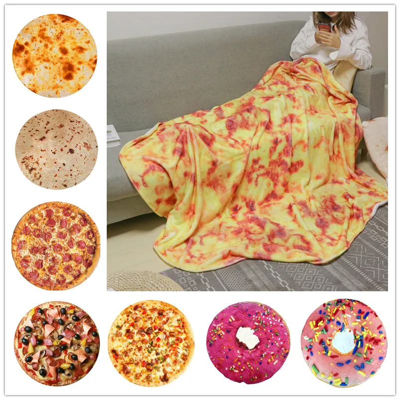 Pancake/Pizza/Doughnut Blanket Flannel Sofa Plaid Warm Shawl Funny Warm Food Blankets manta Skin-friendly Bedspread for Home