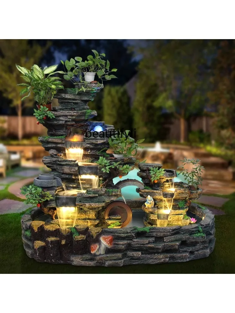 Villa Courtyard  Artificial Mountain and Fountain Fish Pond Landscaping Large Company Circulating Pool Yard Fortune Decoration