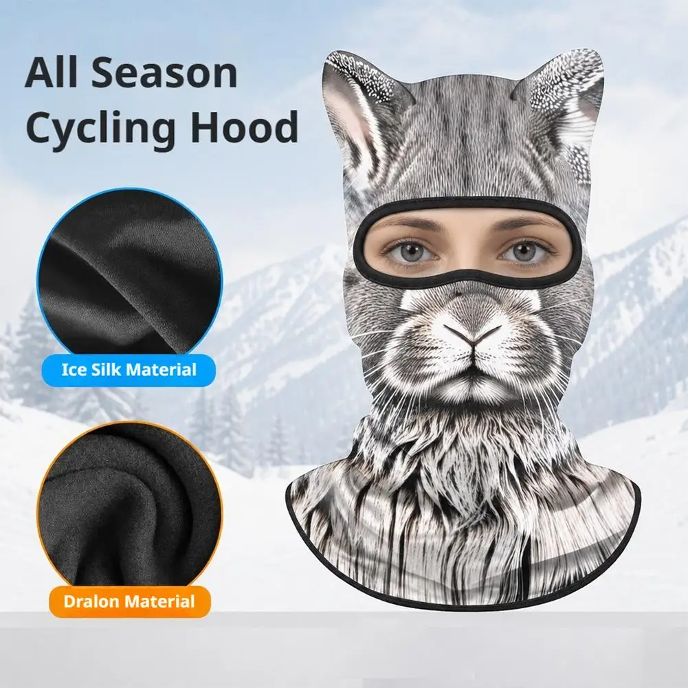 Breathable Quick Dry Animal Pattern Balaclava Ski Mask Caps Outdoor Sports Sun ProtectionBeanies Hats Halloween Gifts With Ears