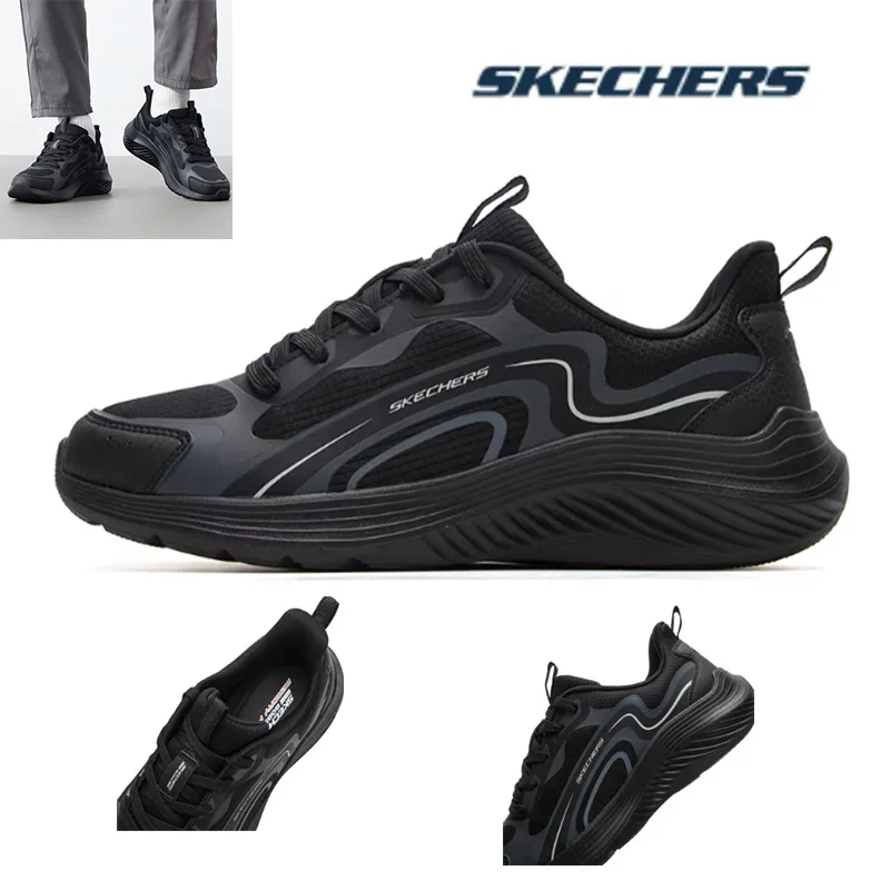skechers-men's-casual-shoes-2026-spring-autumn-new-black-soft-bottom-mesh-running-shoes-cushioning-sports-shoes-trendy-118227-bb