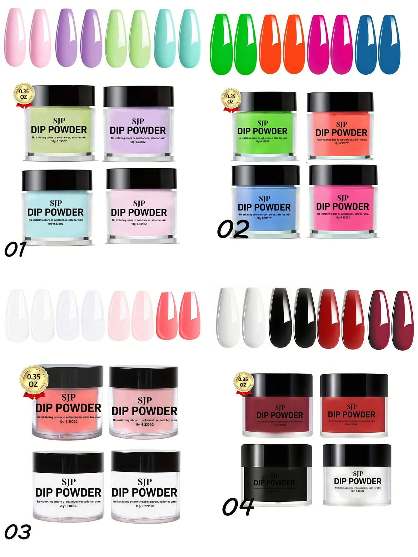4 PCS Dip Powder Nail Kit - 0.335 fl.Oz/each, Dip Powder with 4Colors Blue Purple Black Pink, Nail Powder Dip Kit for Nail Manic