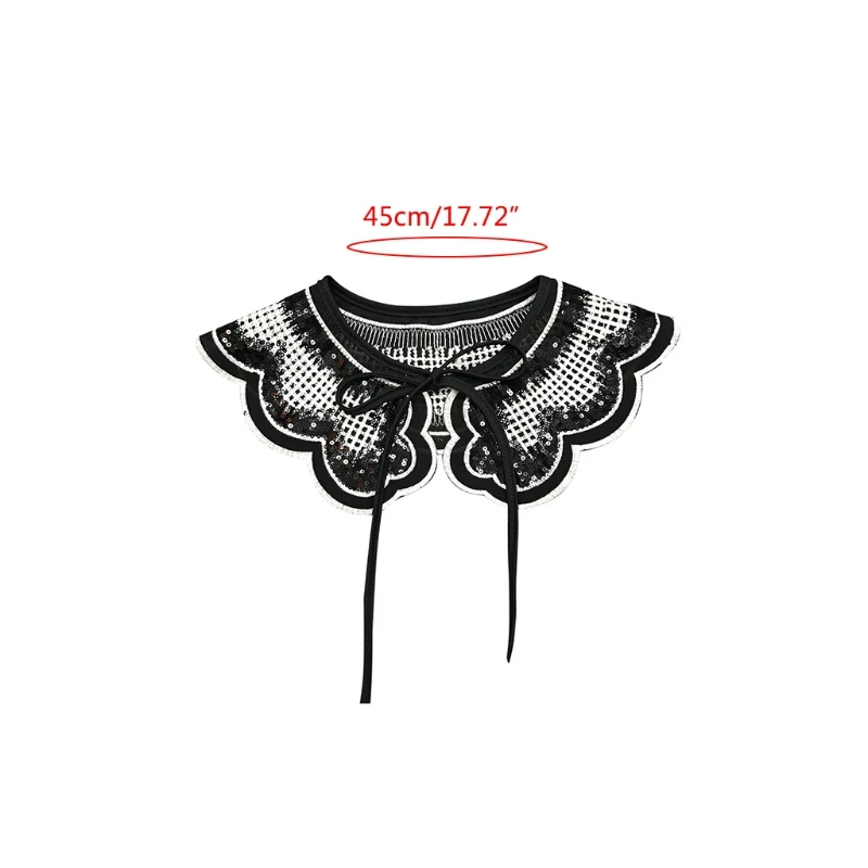 Detachable Half Shirt Fake Collar Embroidery Neck Ruff Dickey Mini Cape Necklace