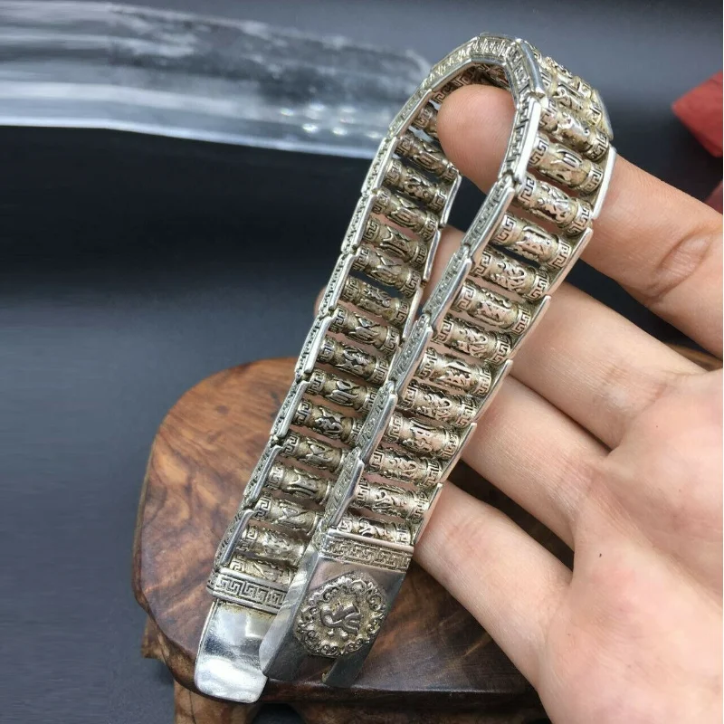 Asian Chinese Old Miao Silver Hand Cast Statue Bracelet Jewel Cool Gift
