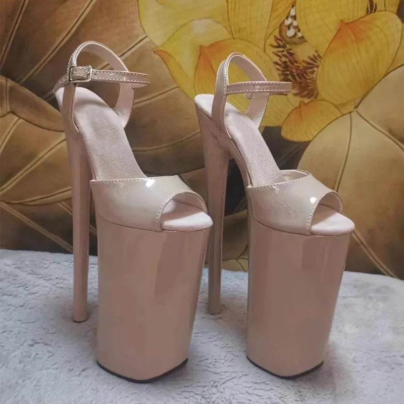 منصة جديدة الصنادل النسائية 23 سنتيمتر أحذية الوثن مثير القطب أحذية الرقص حفلة العروس متجرد الكعوب اللمحة تو القوطية خنجر