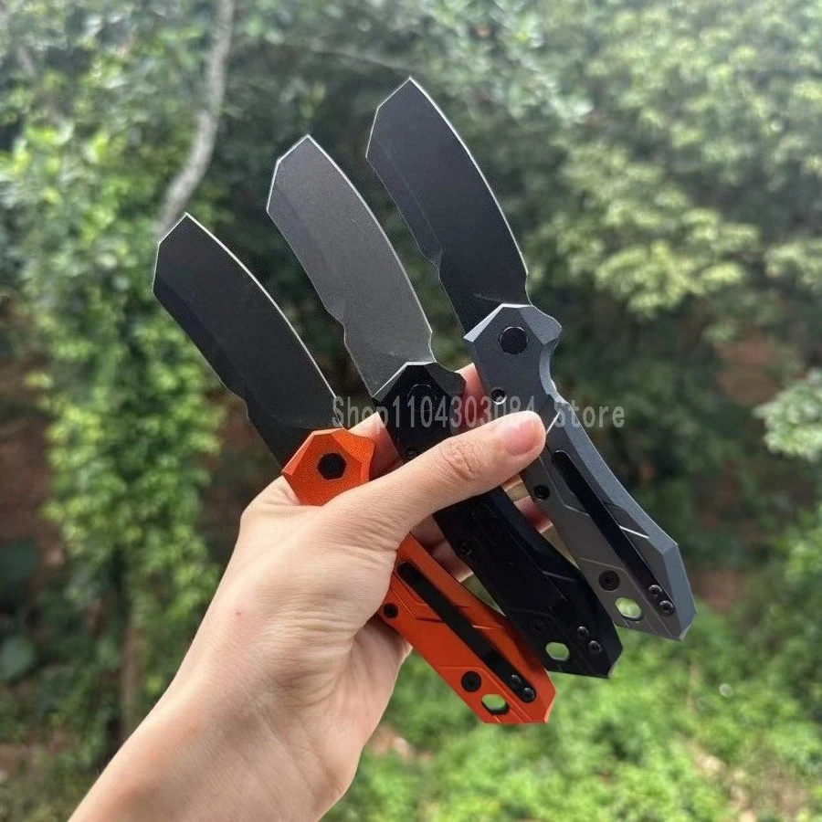 KS 7850 جيب سكين للفرد D2 شفرة فولاذية سبائك الألومنيوم + ألياف الكربون مقبض سكين عملي للمشي في الهواء الطلق والصيد