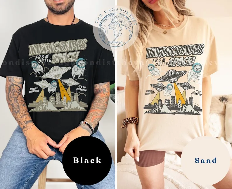 Vintage Tardigrade Cotton T-Shirt | Outer Space Funny Nerdy Graphic Tee T-shirt Tee