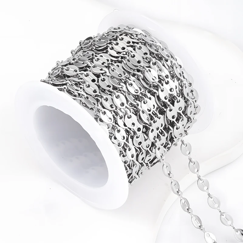 

1 метр цепочек из нержавеющей стали 3,8 мм с кофейными бусинами для изготовления ювелирных изделий, женских ожерелий, браслетов, аксессуаров, материалов для рукоделия