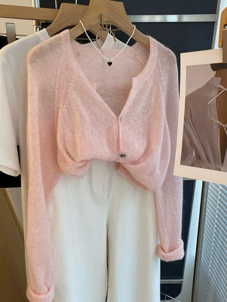 

Sweet Sli Long Sve Knitwear Women's Single Button Design Unique Faionable Versatile Autumn 2025 Poetic Lin Brand